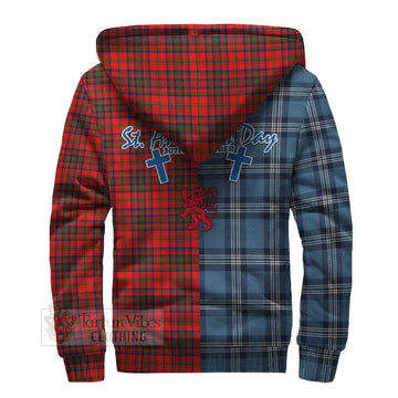 Matheson Tartan Sherpa Hoodie Happy St. Andrew's Day Half Tartan Style