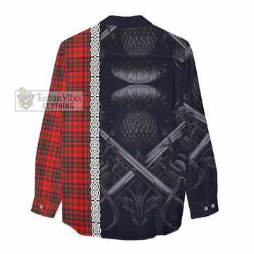 Matheson Tartan Women's Casual Shirt with Family Crest Cross Sword Thistle Celtic Vibes