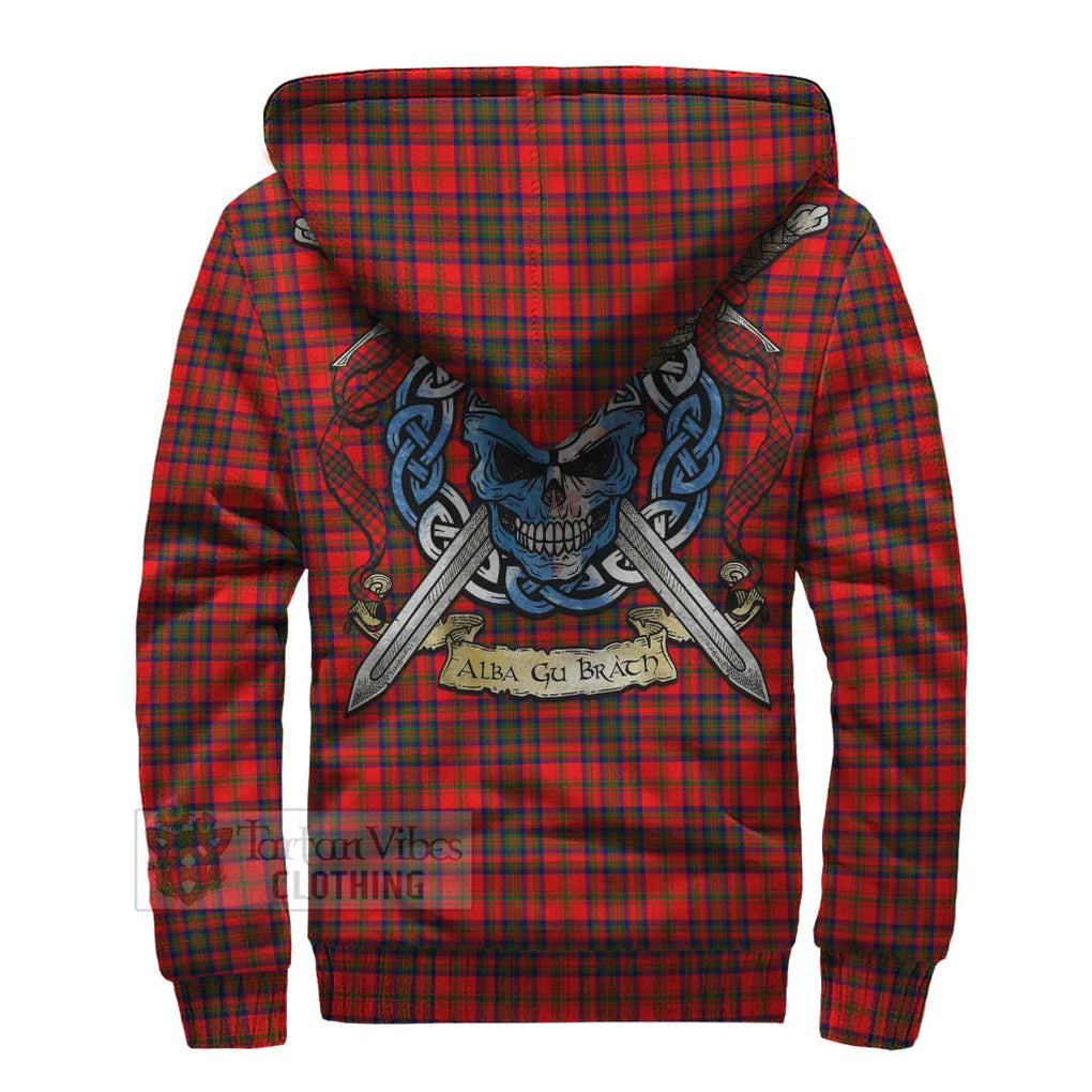 Tartan Vibes Clothing Matheson Tartan Sherpa Hoodie with Family Crest Celtic Skull Style