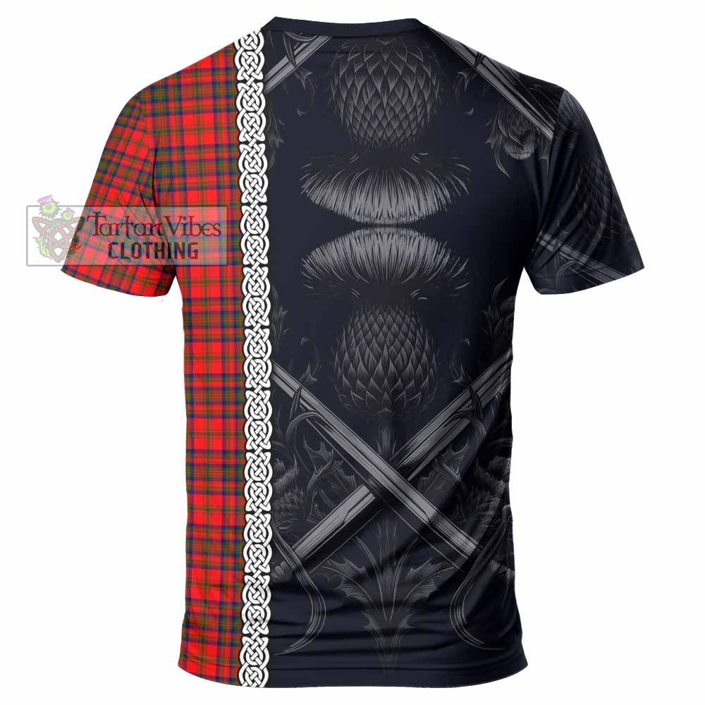 Tartan Vibes Clothing Matheson Tartan T-Shirt with Family Crest Cross Sword Thistle Celtic Vibes