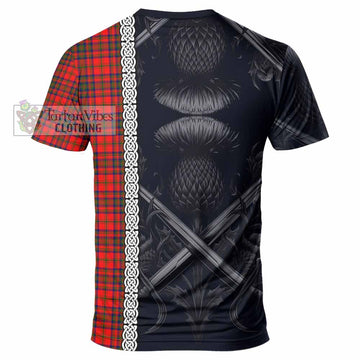 Matheson Tartan T-Shirt with Family Crest Cross Sword Thistle Celtic Vibes