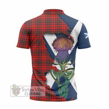 Matheson Tartan Family Crest Zipper Polo Shirt Scottish Thistle Celtic Inspired - Tartan Vibes Clothing