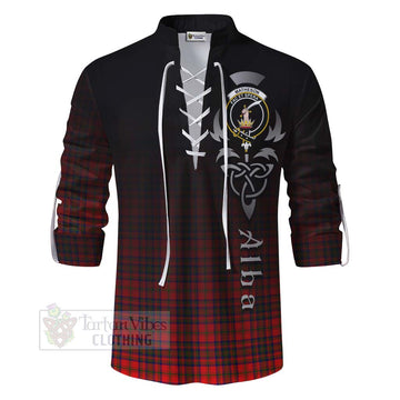 Matheson Tartan Ghillie Kilt Shirt Featuring Alba Gu Brath Family Crest Celtic Inspired