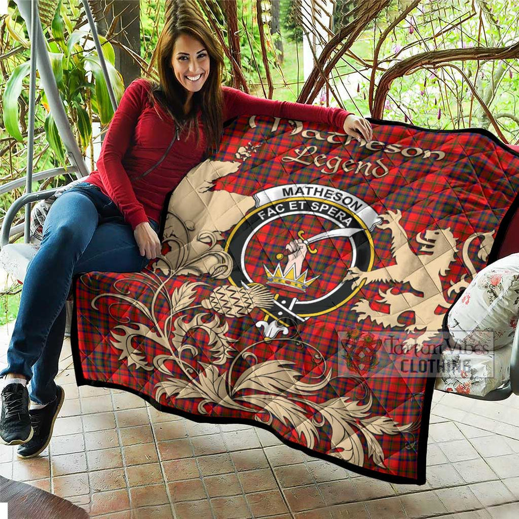 Tartan Vibes Clothing Matheson Tartan Quilt with Family Crest and Scottish Symbol Style