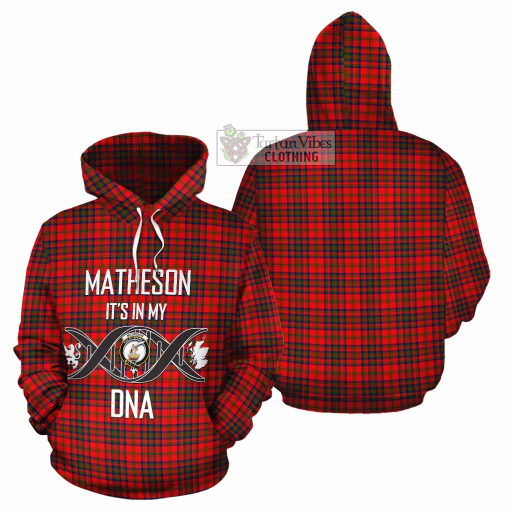 Tartan Vibes Clothing Matheson Tartan Cotton Hoodie with Family Crest DNA In Me Style