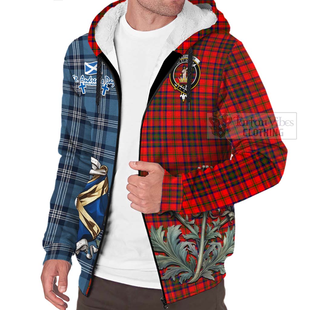 Tartan Vibes Clothing Matheson Tartan Sherpa Hoodie Happy St. Andrew's Day Half Tartan Style