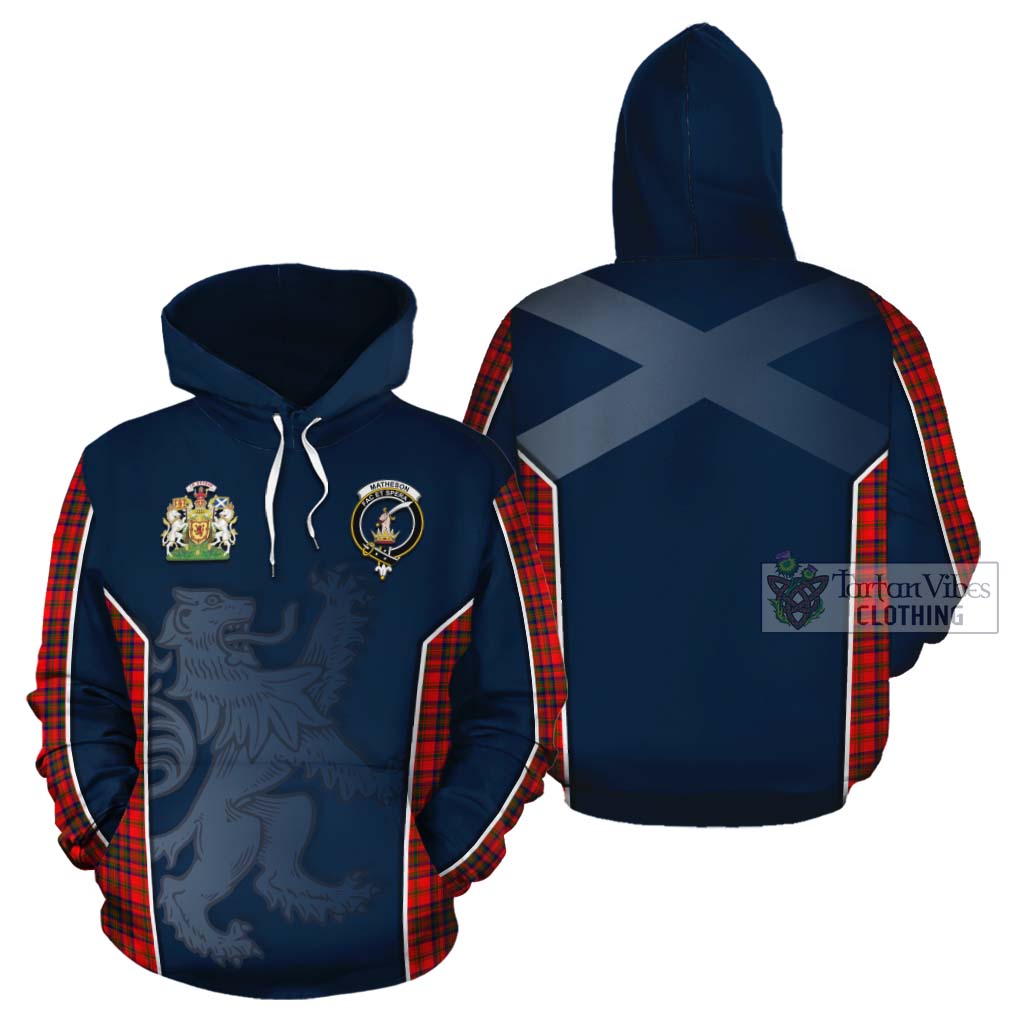 Tartan Vibes Clothing Matheson Tartan Cotton Hoodie with Family Crest and Lion Rampant Vibes Sport Style