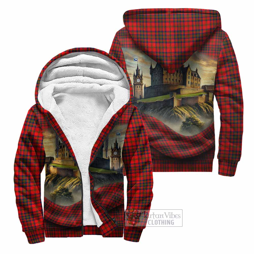Matheson Tartan Family Crest Sherpa Hoodie with Scottish Ancient Castle Style Unisex - Tartan Vibes Clothing