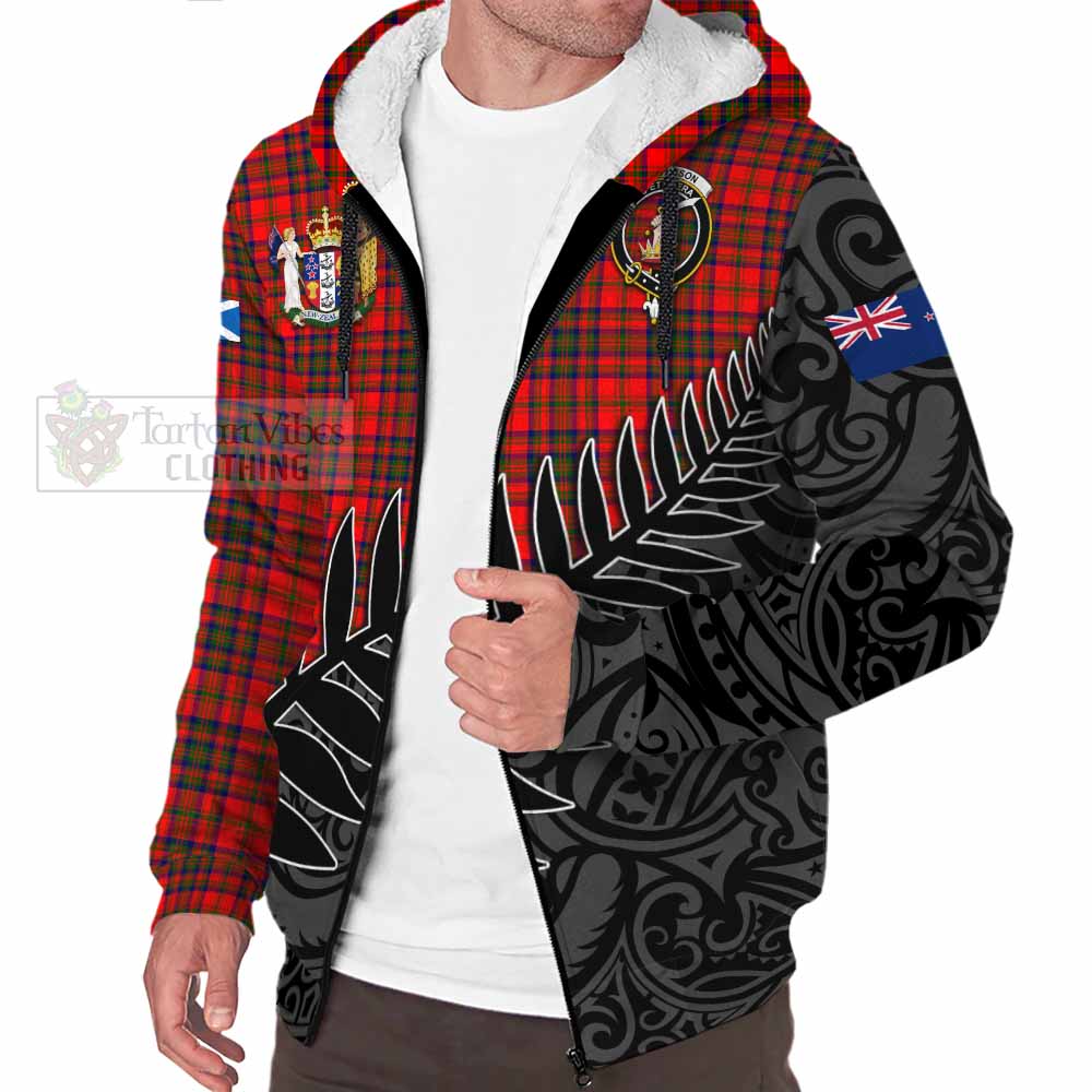 Tartan Vibes Clothing Matheson Crest Tartan Sherpa Hoodie with New Zealand Silver Fern Half Style