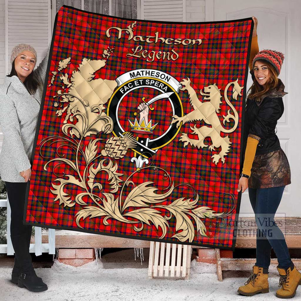 Tartan Vibes Clothing Matheson Tartan Quilt with Family Crest and Scottish Symbol Style