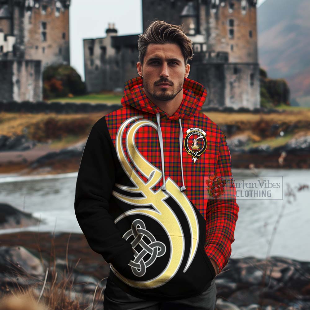 Tartan Vibes Clothing Matheson Tartan Cotton Hoodie with Family Crest and Celtic Symbol Style