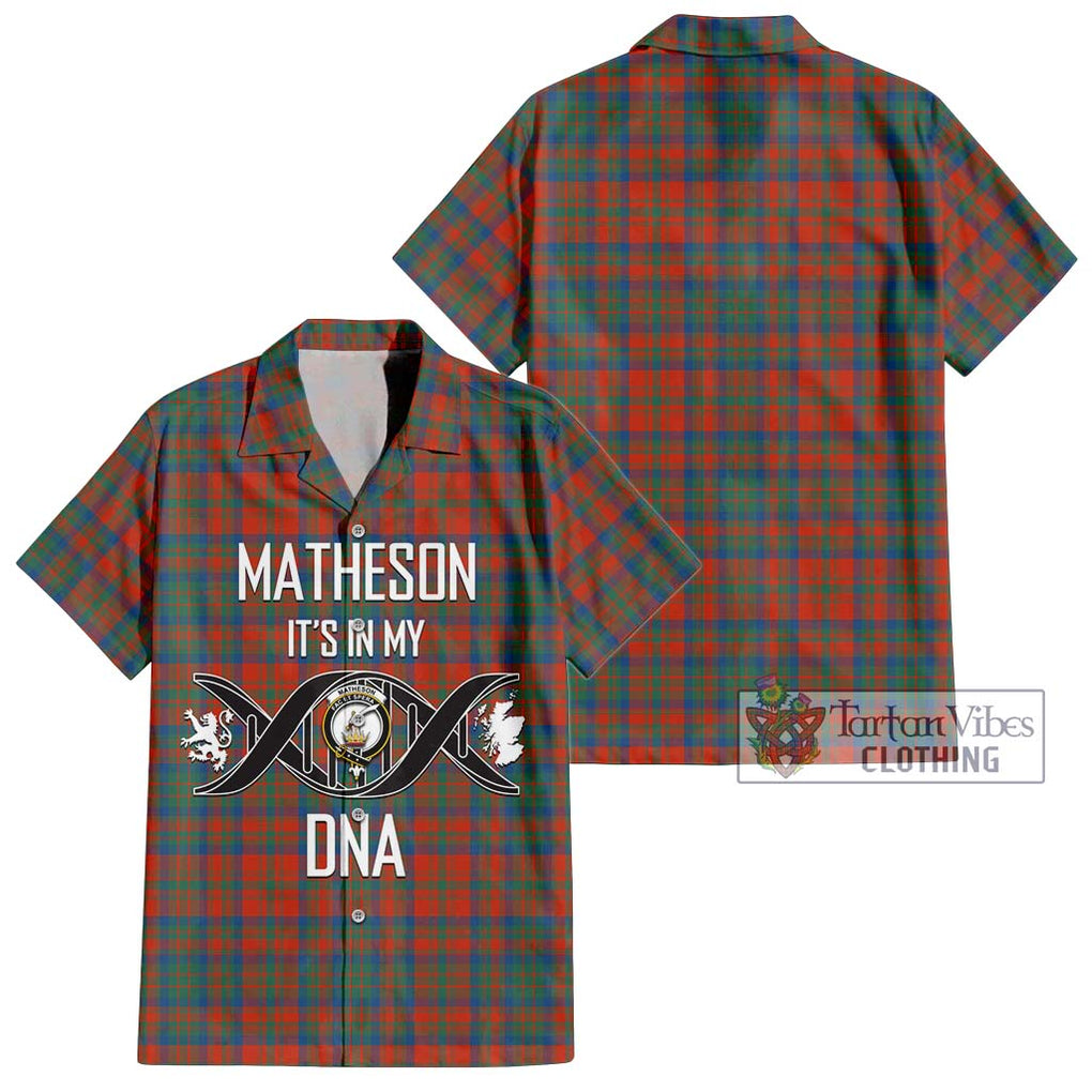 Matheson Ancient Tartan Short Sleeve Button Shirt with Family Crest DNA In Me Style Kid - Tartanvibesclothing Shop