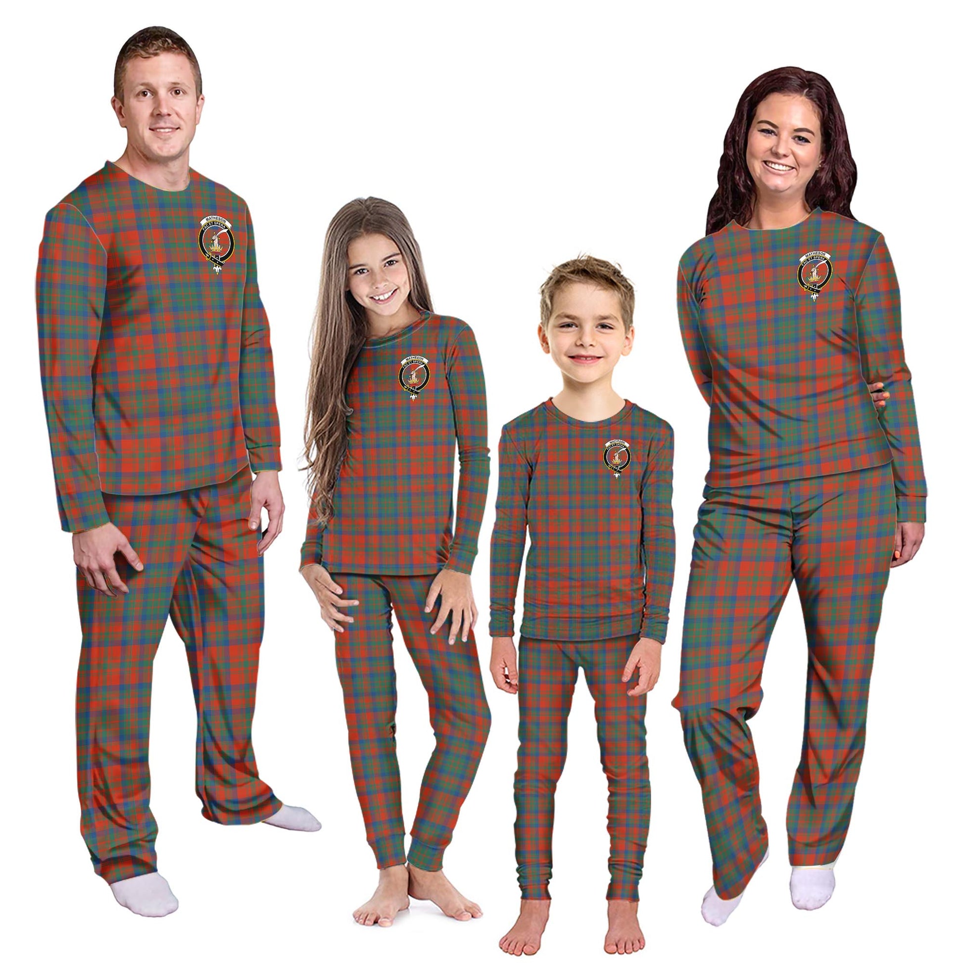 Matheson Ancient Tartan Pajamas Family Set with Family Crest - Tartanvibesclothing