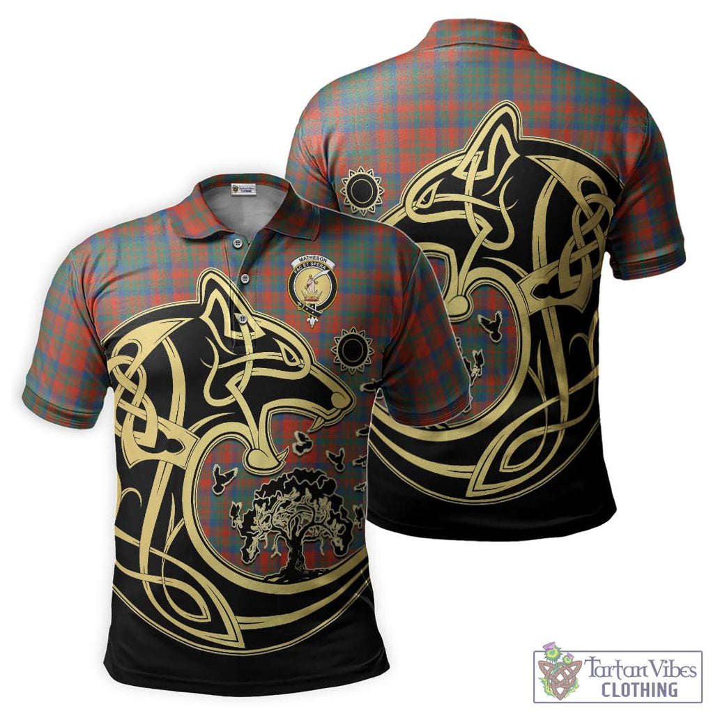 Matheson Ancient Tartan Polo Shirt with Family Crest Celtic Wolf Style Kid - Tartanvibesclothing Shop