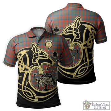 Matheson Ancient Tartan Polo Shirt with Family Crest Celtic Wolf Style