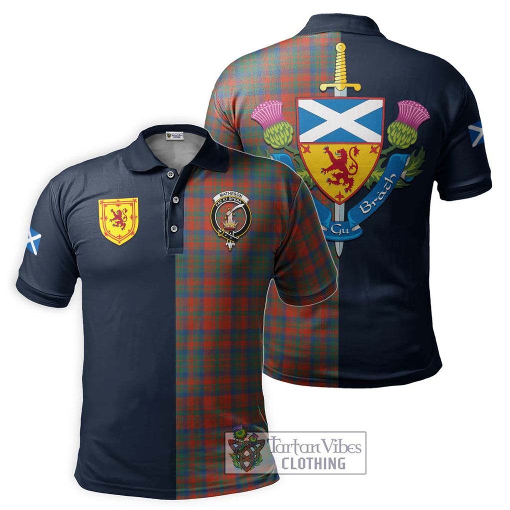 Tartan Vibes Clothing Matheson Ancient Tartan Polo Shirt with Scottish Lion Royal Arm Half Style