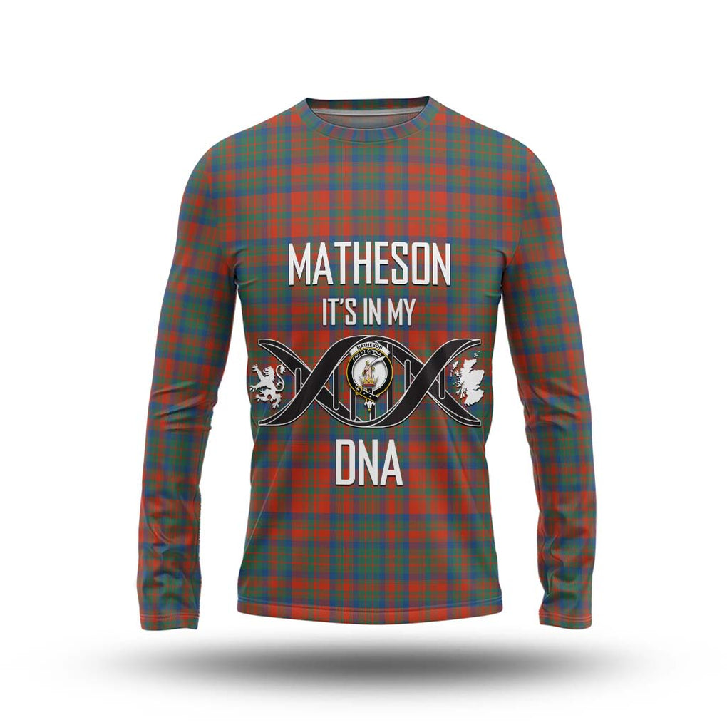 Matheson Ancient Tartan Long Sleeve T-Shirt with Family Crest DNA In Me Style Unisex - Tartanvibesclothing Shop