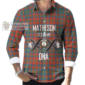 Matheson Ancient Tartan Long Sleeve Button Shirt with Family Crest DNA In Me Style