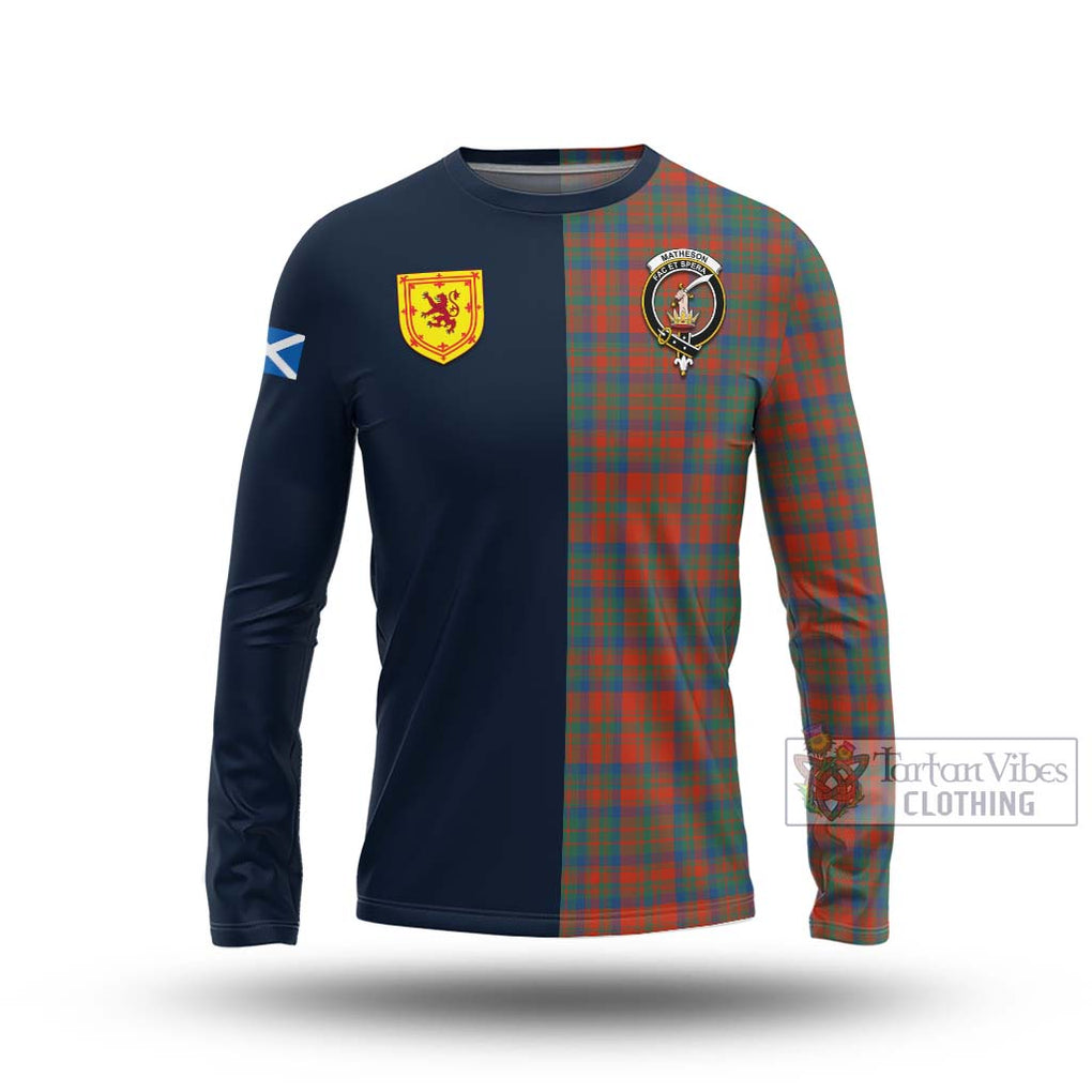 Tartan Vibes Clothing Matheson Ancient Tartan Long Sleeve T-Shirt with Scottish Lion Royal Arm Half Style