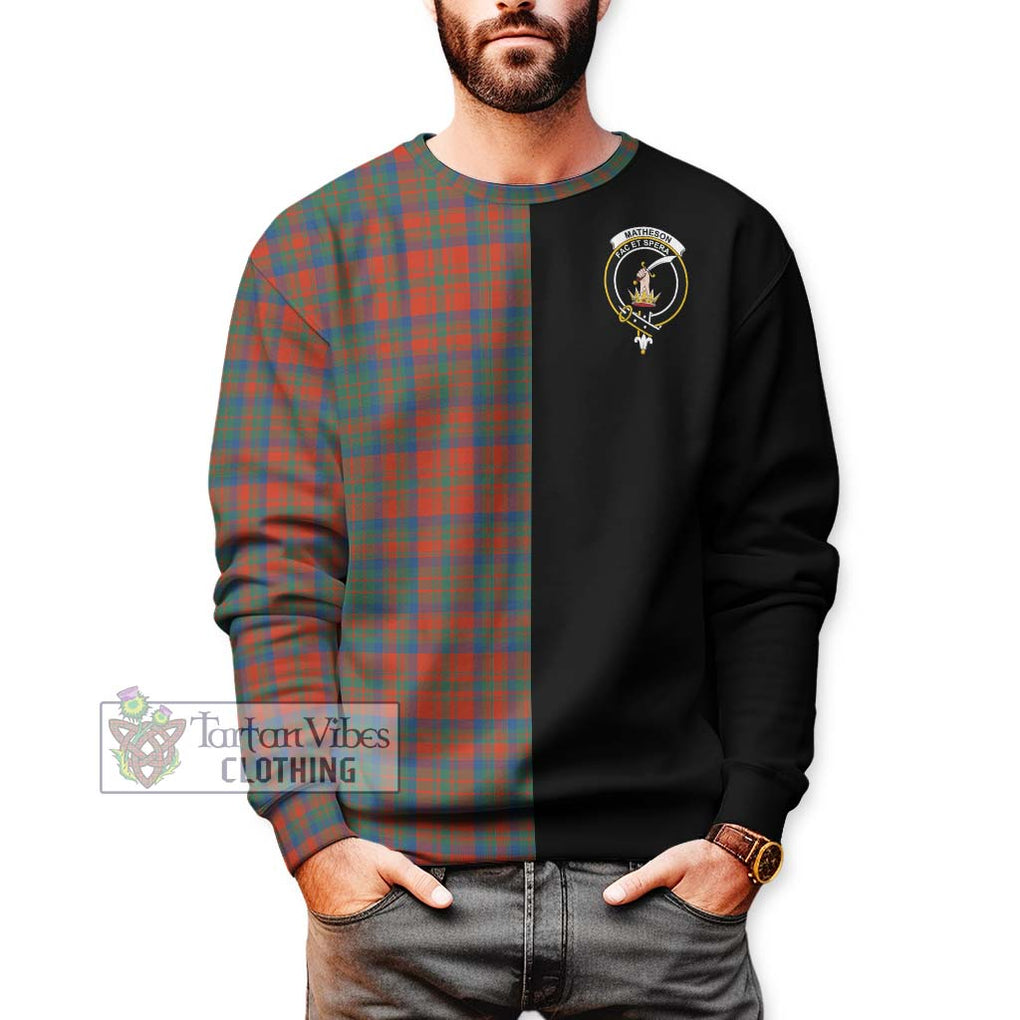 Matheson Ancient Tartan Sweatshirt with Family Crest and Half Of Me Style Unisex - Tartanvibesclothing Shop