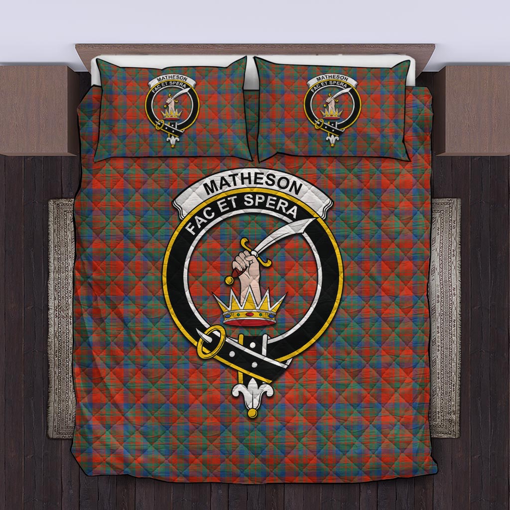 Matheson Ancient Tartan Quilt Bed Set with Family Crest Twin - Tartan Vibes Clothing