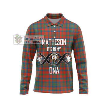 Matheson Ancient Tartan Long Sleeve Polo Shirt with Family Crest DNA In Me Style