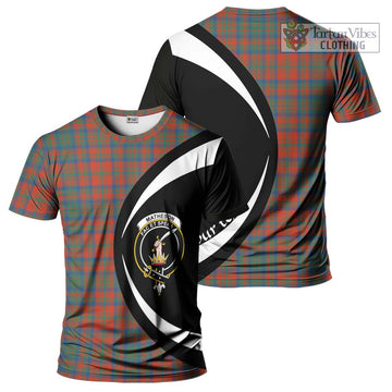 Matheson Ancient Tartan T-Shirt with Family Crest Circle Style