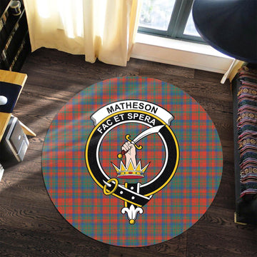 Matheson Ancient Tartan Round Rug with Family Crest