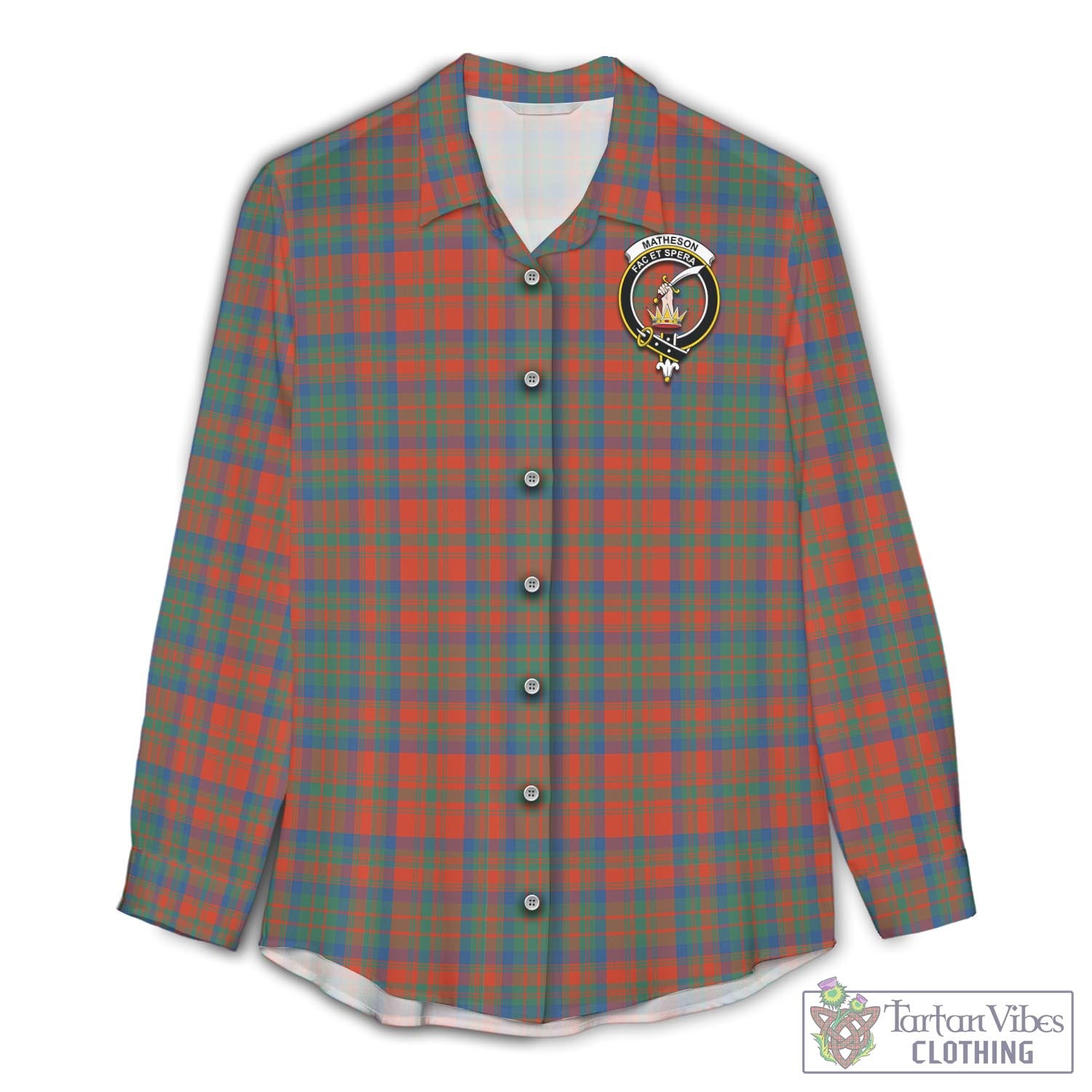 Tartan Vibes Clothing Matheson Ancient Tartan Womens Casual Shirt with Family Crest