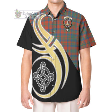 Matheson Ancient Tartan Short Sleeve Button Shirt with Family Crest and Celtic Symbol Style