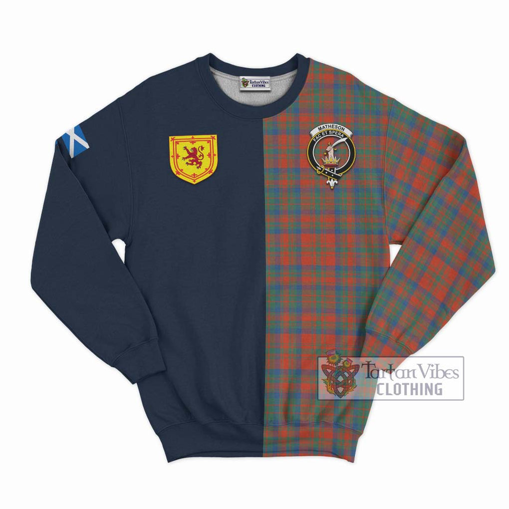 Tartan Vibes Clothing Matheson Ancient Tartan Sweatshirt with Scottish Lion Royal Arm Half Style