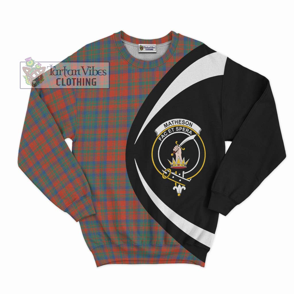 Matheson Ancient Tartan Sweatshirt with Family Crest Circle Style Unisex - Tartan Vibes Clothing