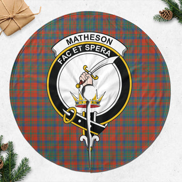 Matheson Ancient Tartan Christmas Tree Skirt with Family Crest