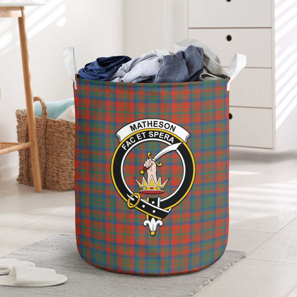 Matheson Ancient Tartan Laundry Basket with Family Crest One Size - Tartanvibesclothing Shop