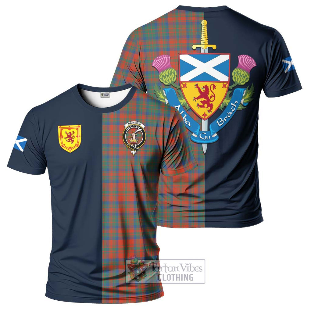 Tartan Vibes Clothing Matheson Ancient Tartan T-Shirt Alba with Scottish Lion Royal Arm Half Style