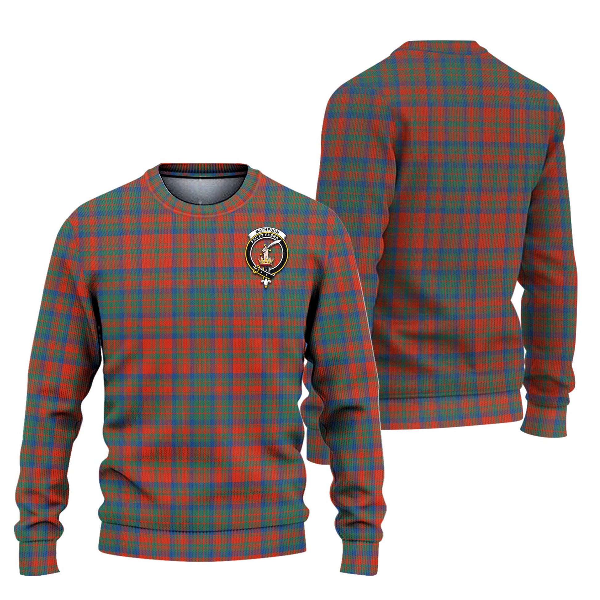 Matheson Ancient Tartan Knitted Sweater with Family Crest Unisex - Tartanvibesclothing