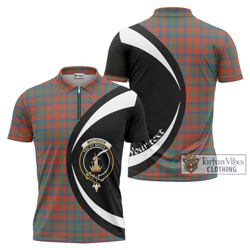 Matheson Ancient Tartan Zipper Polo Shirt with Family Crest Circle Style