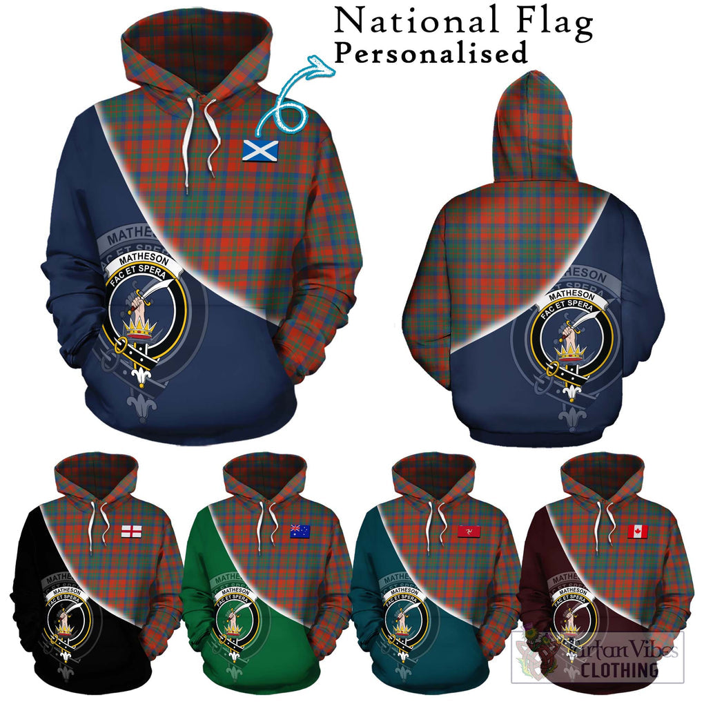 Matheson Ancient Tartan Hoodie with Personalised National Flag and Family Crest Half Style Zip Hoodie - Tartanvibesclothing Shop