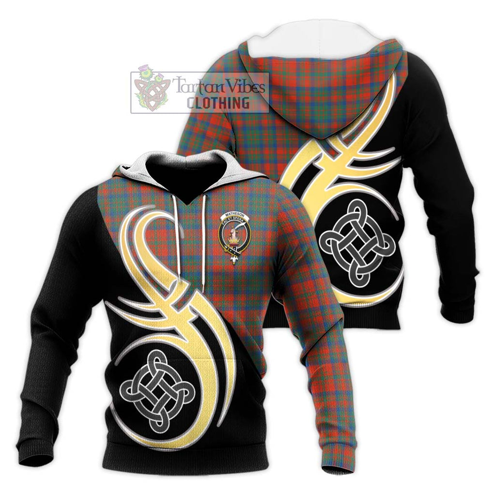 Matheson Ancient Tartan Knitted Hoodie with Family Crest and Celtic Symbol Style Unisex Knitted Pullover Hoodie - Tartan Vibes Clothing