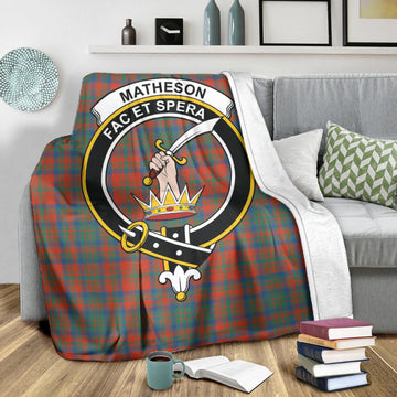 Matheson Ancient Tartan Blanket with Family Crest