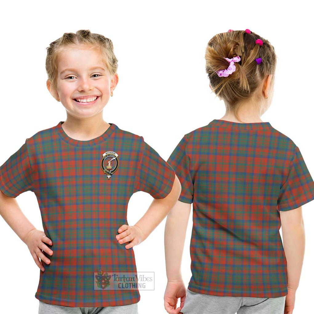 Matheson Ancient Tartan Kid T-Shirt with Family Crest - Tartanvibesclothing Shop