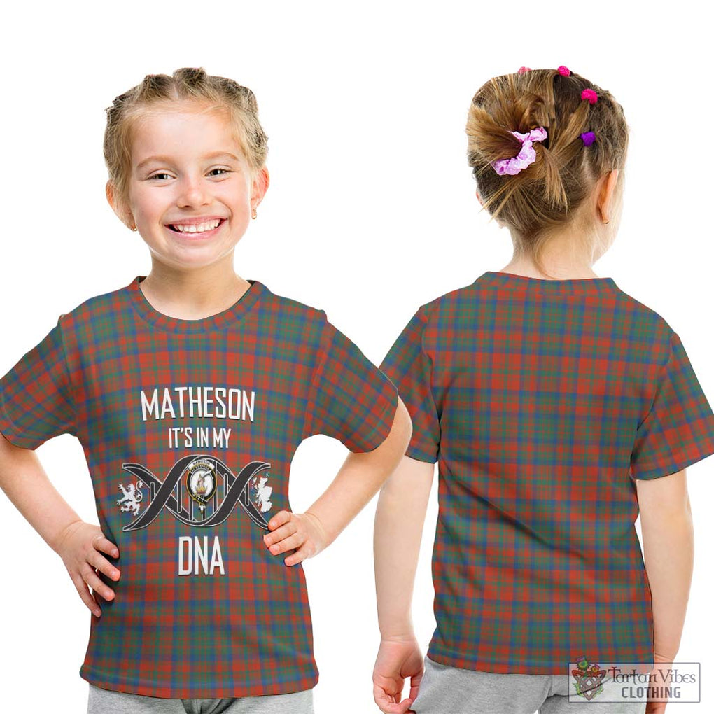 Matheson Ancient Tartan Kid T-Shirt with Family Crest DNA In Me Style - Tartanvibesclothing Shop