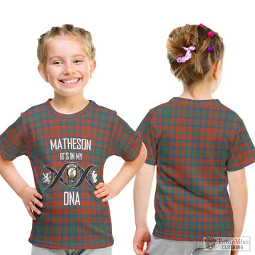 Matheson Ancient Tartan Kid T-Shirt with Family Crest DNA In Me Style