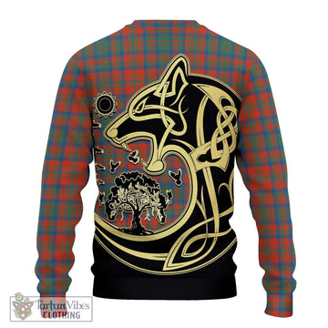 Matheson Ancient Tartan Ugly Sweater with Family Crest Celtic Wolf Style