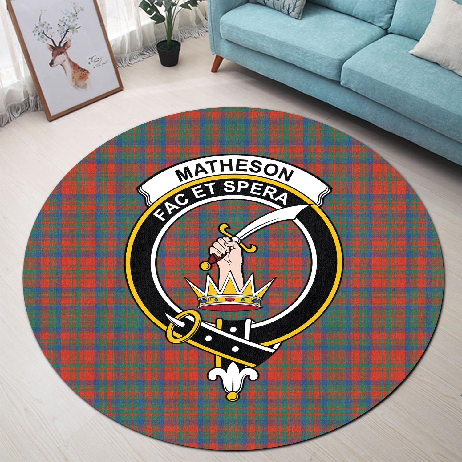 matheson-ancient-tartan-round-rug-with-family-crest