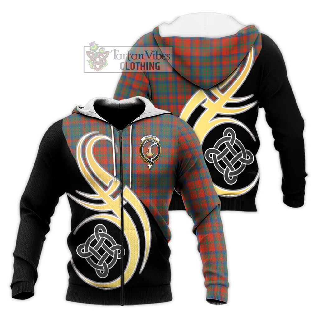 Matheson Ancient Tartan Knitted Hoodie with Family Crest and Celtic Symbol Style Unisex Knitted Zip Hoodie - Tartan Vibes Clothing