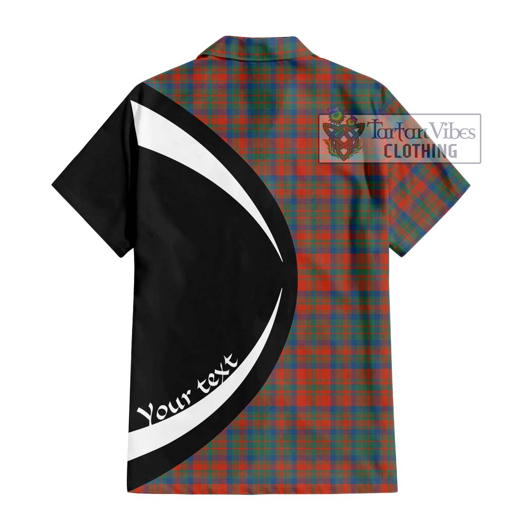 Matheson Ancient Tartan Short Sleeve Button Up with Family Crest Circle Style - Tartan Vibes Clothing