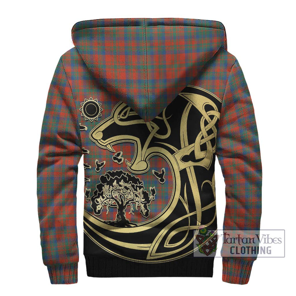 Matheson Ancient Tartan Sherpa Hoodie with Family Crest Celtic Wolf Style - Tartan Vibes Clothing