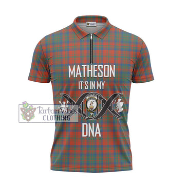 Matheson Ancient Tartan Zipper Polo Shirt with Family Crest DNA In Me Style