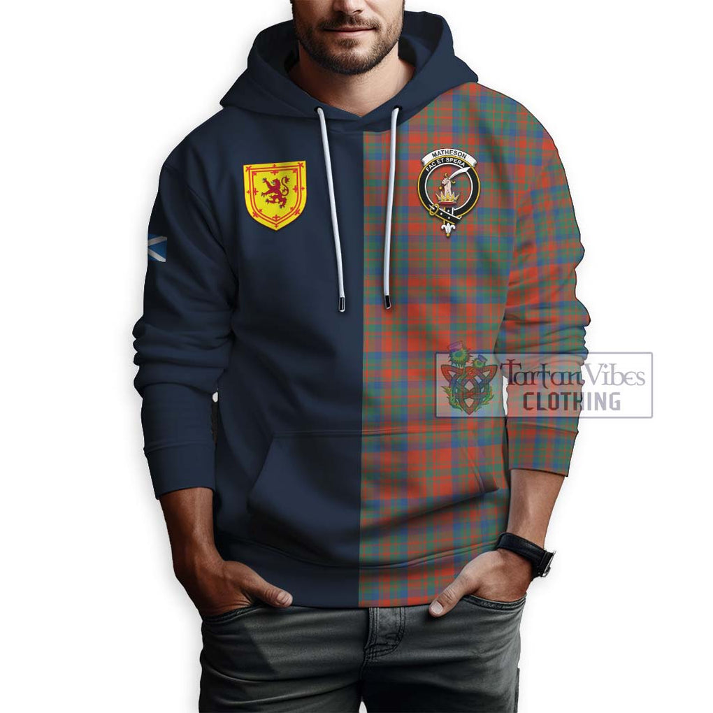 Tartan Vibes Clothing Matheson Ancient Tartan Hoodie with Scottish Lion Royal Arm Half Style